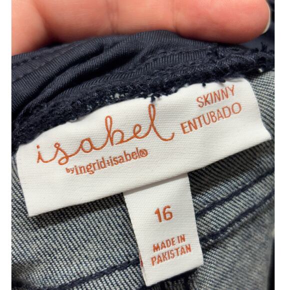 NWT Isabel Size 16 Maternity Skinny Crossover Panel Support Pull-On Blue Jeans - Picture 3 of 6